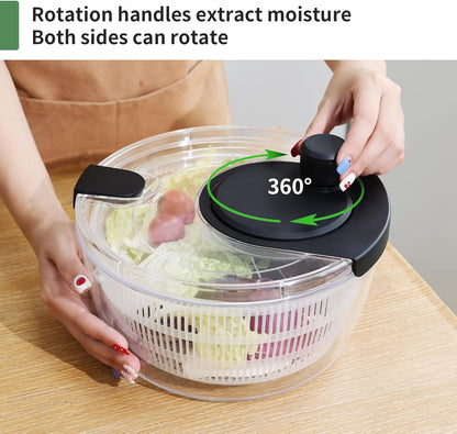 Salad Spinner Large, Fruit Washing Bowl with Strainer, Quick and Easy Use Lettuce Spinner, Fruits and Vegetables Washer, Lettuce Salad Dryer, Kitchen Essentials (6L/6.34Qt)