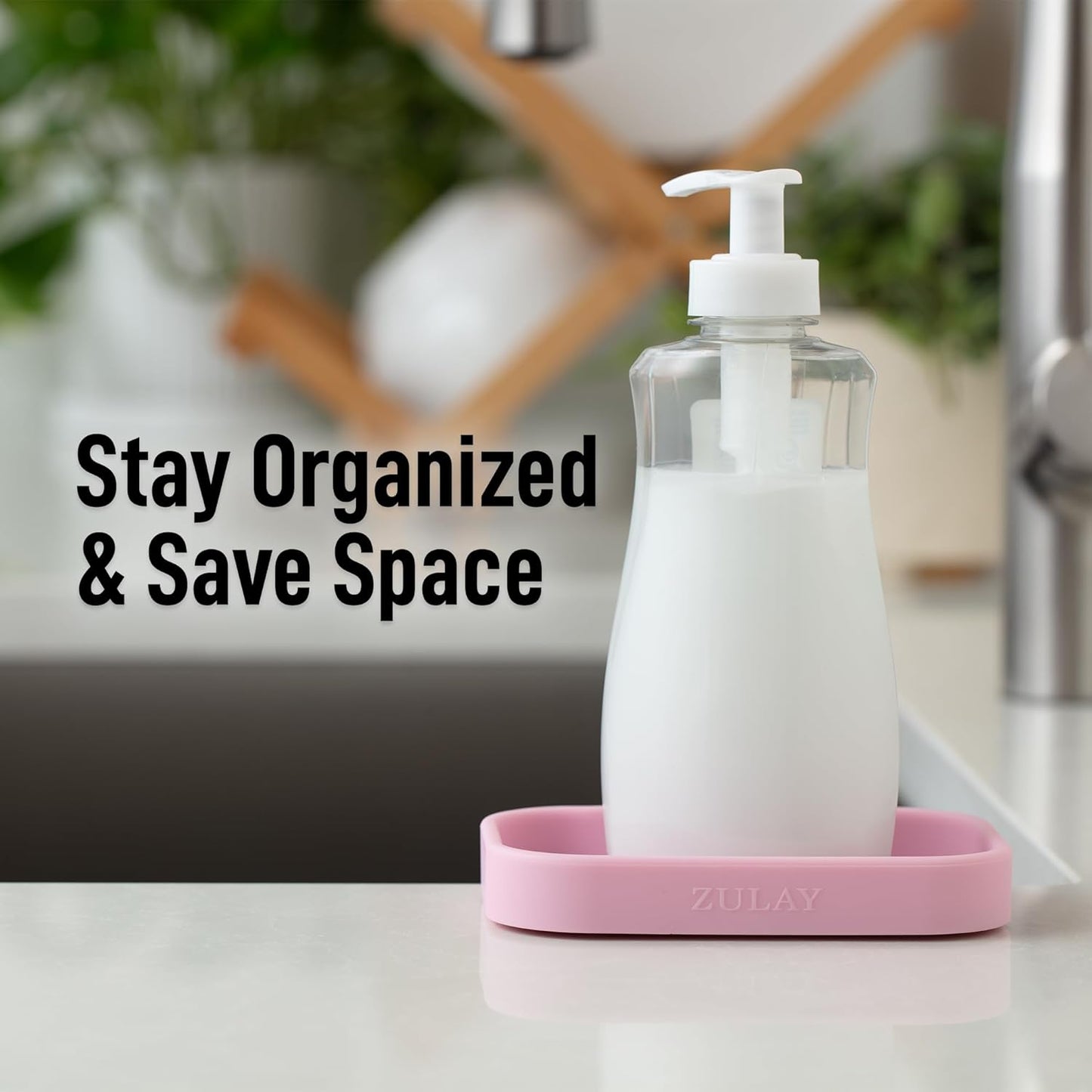 Zulay Kitchen (9x3.5in Sponge Holder for Kitchen Sink - Flexible Heavy-duty Multipurpose Sink Caddy - Counter Organizer for Kitchen, Bathroom, Makeup, Trinkets & More! (Grey)