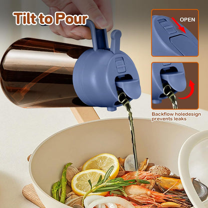 YARRAMATE 2Pcs 16oz/470ml Dark Brown Oil Sprayer for Cooking with Stickers, Food-grade Premium 2 in 1 Olive Oil Dispenser Bottle for Kitchen Gadgets, Air Fryer, Salad, Frying, BBQ (Black&OliveGreen)