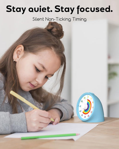 BellMan Visual Timer with Pause Button, 60 Minute Countdown Rainbow Timer for Kids and Adults with Silent Operation, Study and Meetings Time Management Tool, Design for Home, Office and Gift, White