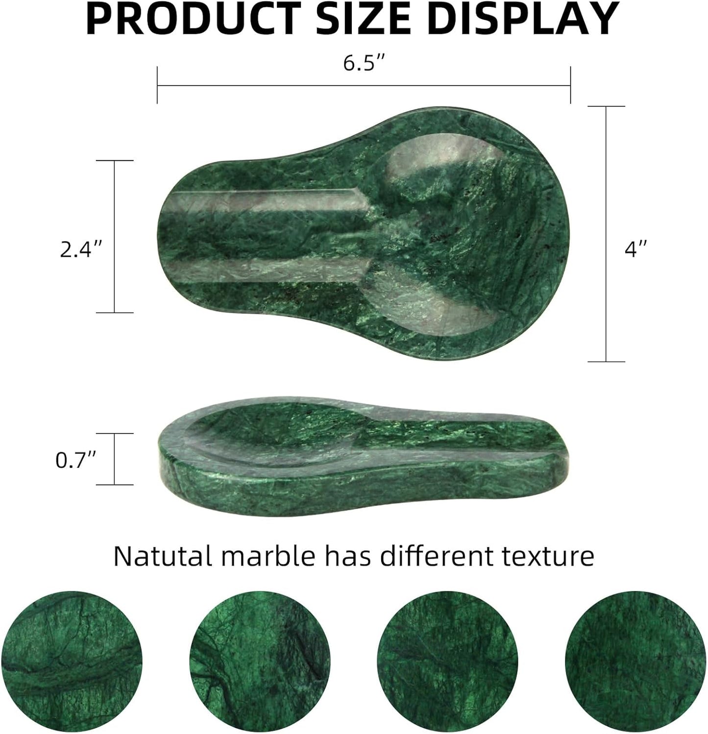 Marble Spoon Rest for Kitchen Stove Countertop, Marble Utensil Holder, Perfect for Spatula, Ladle, Fork (1, Viva jade, 4 * 6.5)