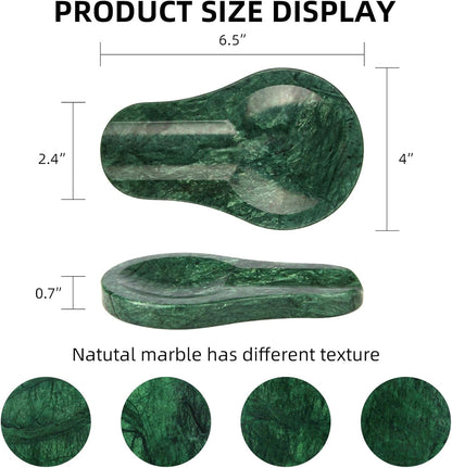 Marble Spoon Rest for Kitchen Stove Countertop, Marble Utensil Holder, Perfect for Spatula, Ladle, Fork (1, Viva jade, 4 * 6.5)