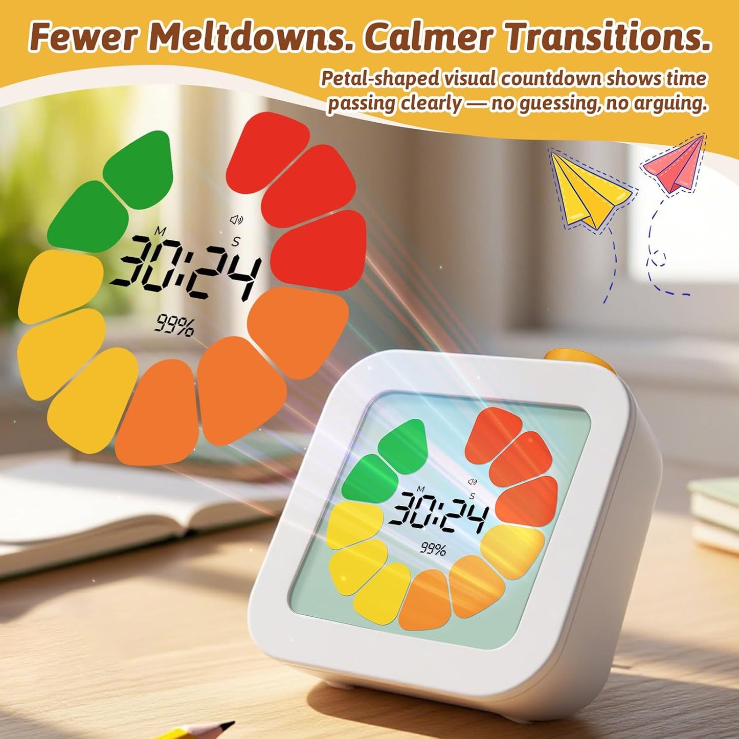 EooCoo Digital Visual Timer 60-Minute Countdown (3-in-1) for Kids & Adults, Handy Time Management Tool, Classroom Essential, Ideal Back-to-School Teacher Gift - Fits Homeschool, Kitchen, ADHD Users
