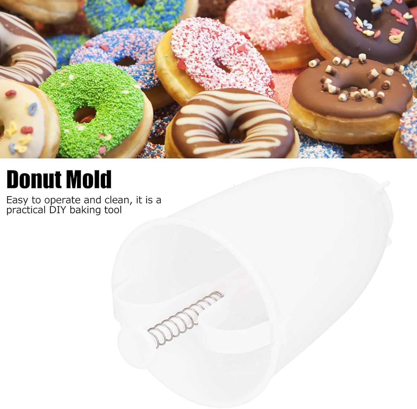 Donut Dispenser, Manual Donut Dropper Hand Squeezed Donut Batter Dispenser Reusable Pancake Dispenser Simple Design Doughnut Maker Machine(White)