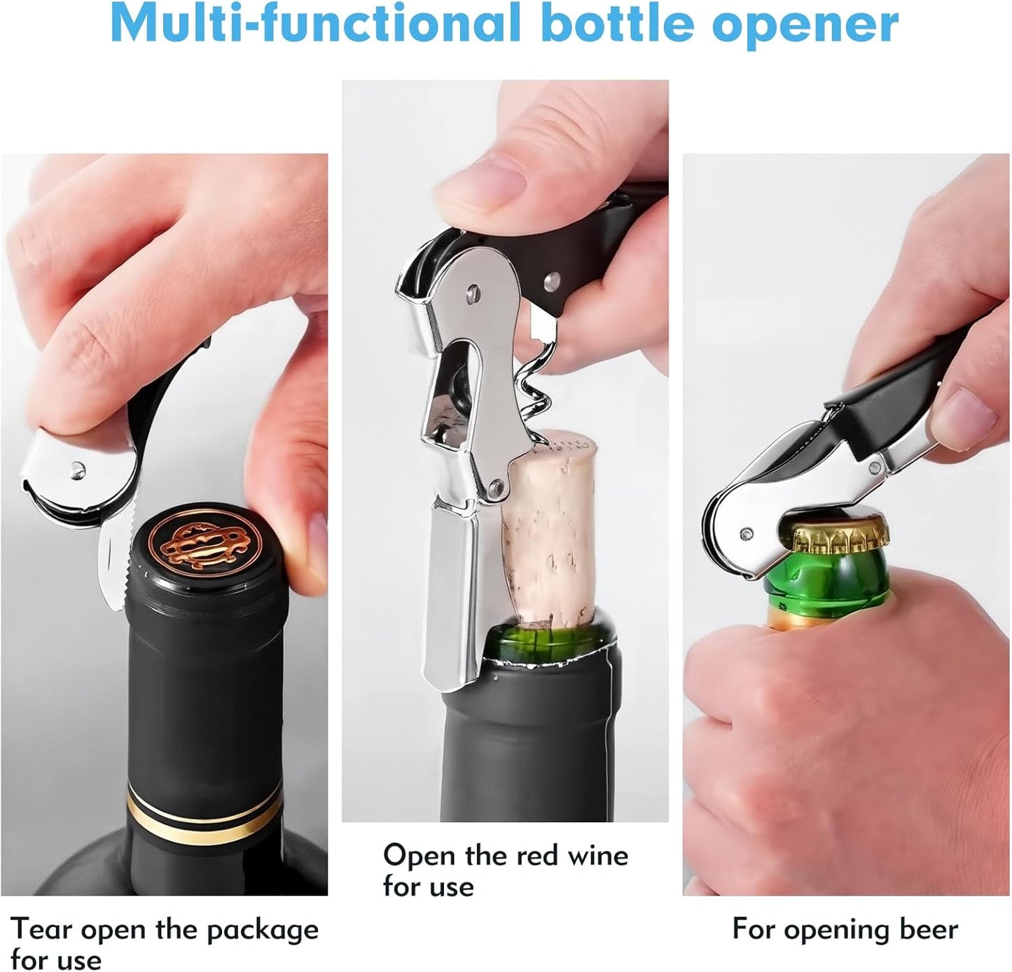 Wine Opener Professional Waiter's Corkscrew Wine Opener Set - Stainless Steel Wine Key with Foil Cutter, Multifunctional Bottle Opener for Wine & Beer