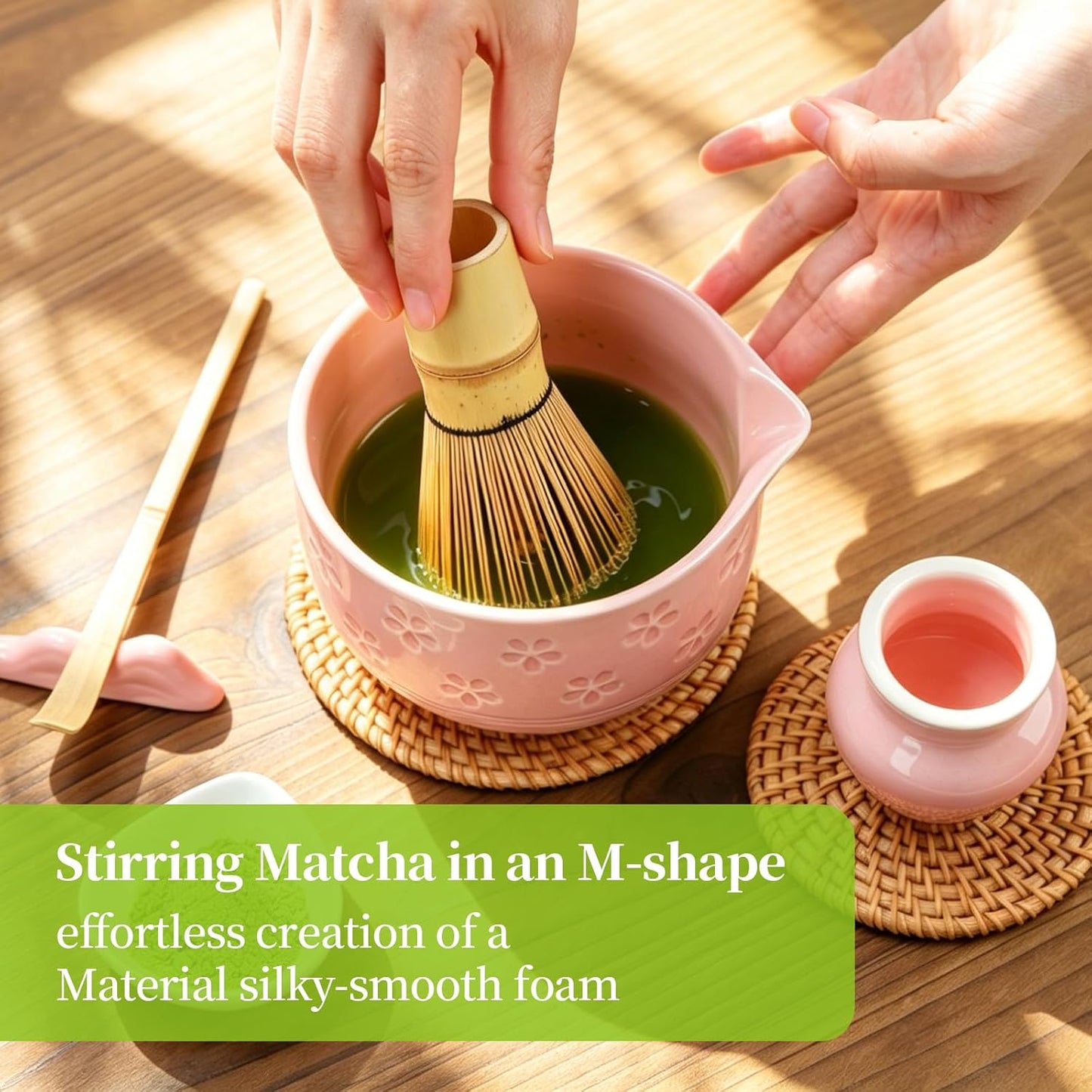 Matcha Whisk Set 8 Pcs Complete Matcha Starter Kit With Ceramic Bowl, Bamboo Whisk, Holder, Spoon, Sifter, Spoon Stand For Matcha Lovers Ceremonial Gift Set