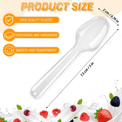 550 Pcs Tasting Spoons Disposable Mini，Small Sample Spoon Tasting Dessert Spoons for Cake, Yogurt, Jello, Jam and Pudding (Clear)