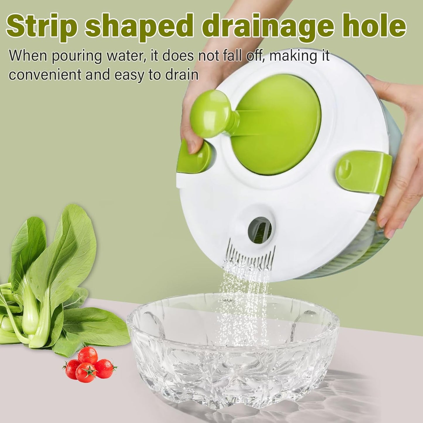 5Qt High-Efficiency Salad Spinner & Vegetable Dehydrator -Quick-dry salad spinner,Manual Kitchen Tool for Lettuce,Berries,Quick Spin Dry Vegetables