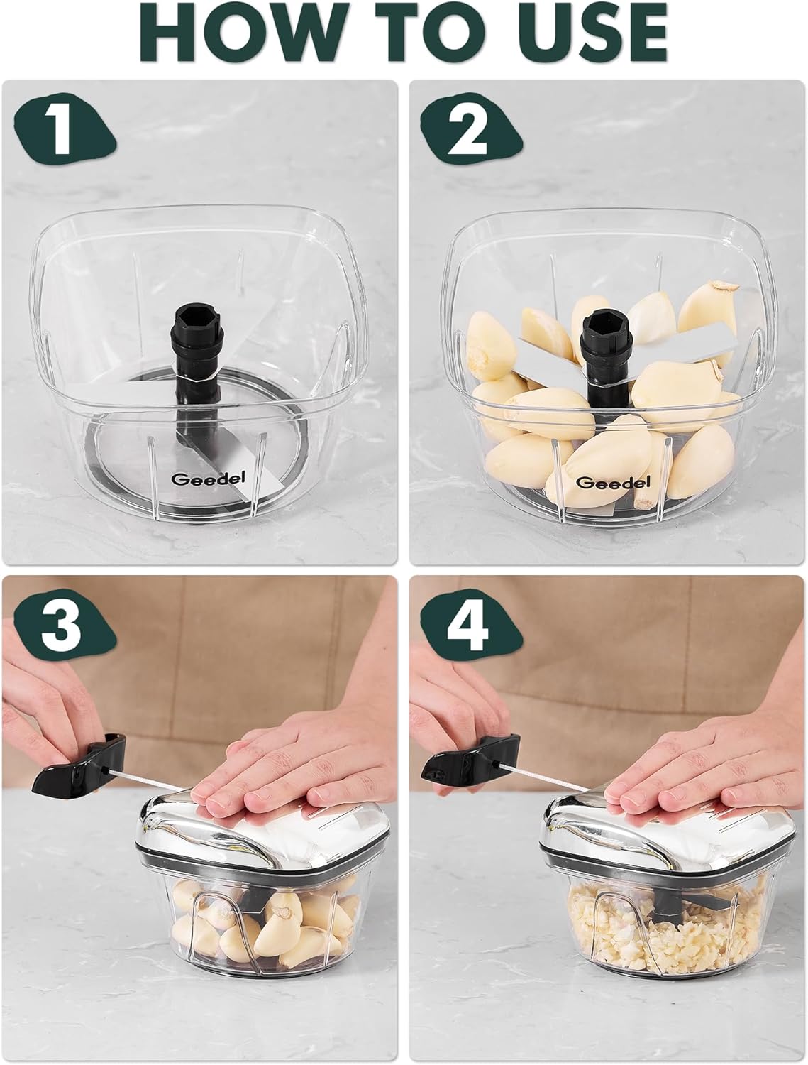 Manual Pull Food Chopper, Hand Pull String Onion Chopper Dicer for Kitchen, Easy Cleaning Food Chopper for Vegetables, Fruits (500 ML)