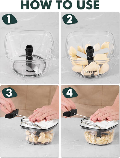 Manual Pull Food Chopper, Hand Pull String Onion Chopper Dicer for Kitchen, Easy Cleaning Food Chopper for Vegetables, Fruits (500 ML)