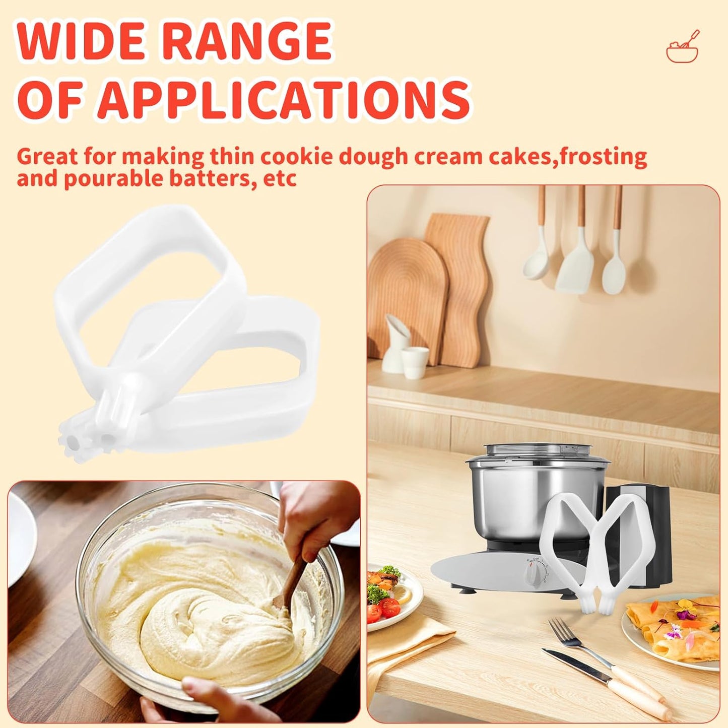 Cookie Paddles for Mixer Plus Universal Blender Biscuit Cake Dough Paddles Household Accessories Replacement Mixing Part - Pack of 2