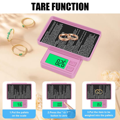 1000g/0.1g Pocket Gram Scale, Diyife High Precision Digital Kitchen Scale, LCD Display, 7 Units with Tare Function, Suit for Jewelry, Powder, Ounces, Blue