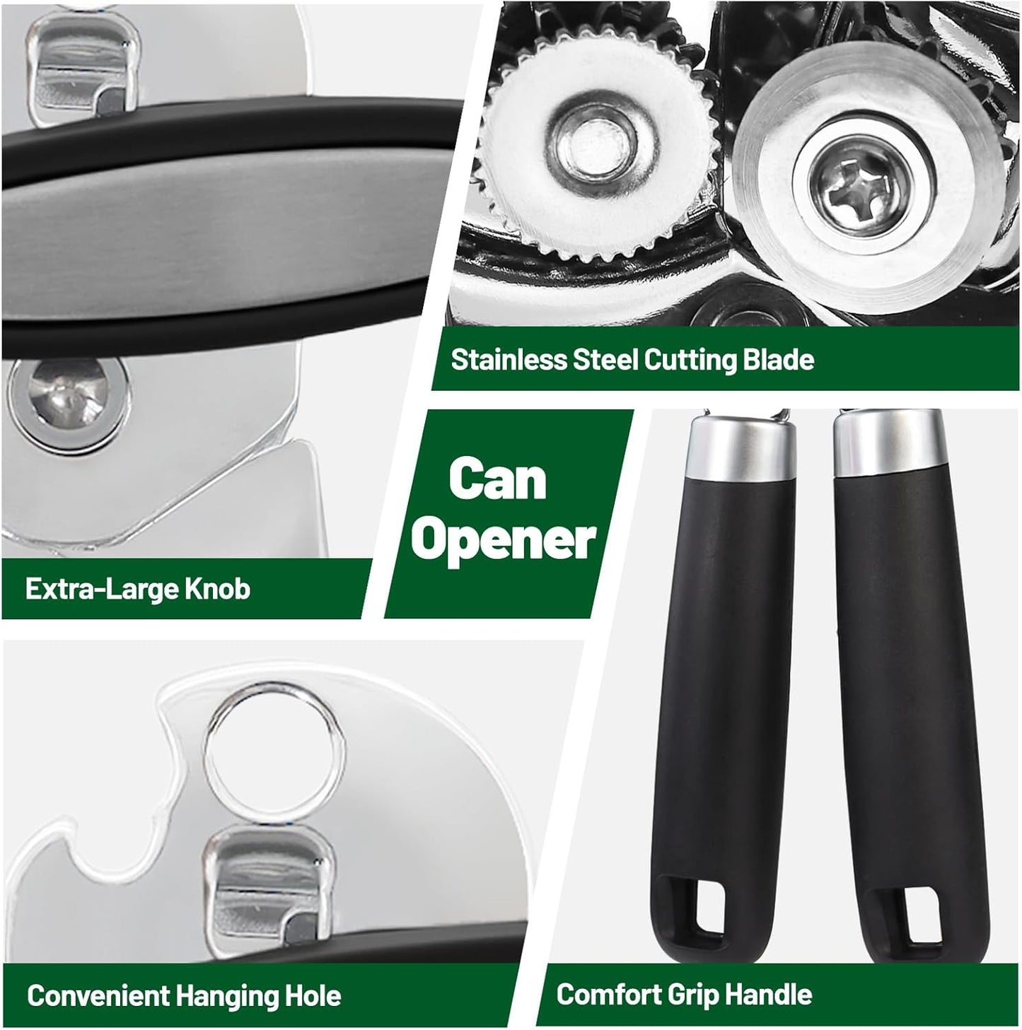 Can Opener Multifunction Manual Can Opener Features Black Stainless Steel Construction Open Can Beer Bottle with Magnetic Function for Daily Kitchen Use Seniors and Arthritis Hands