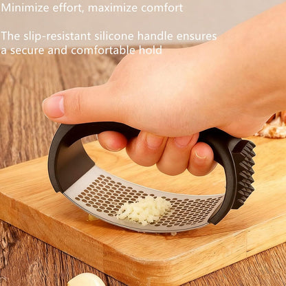 Bestac Stainless Steel Garlic Press, for Kitchen Use, Easy-Clean & Ergonomic Handle for Easily Crushing, Cooking Gadget (1)