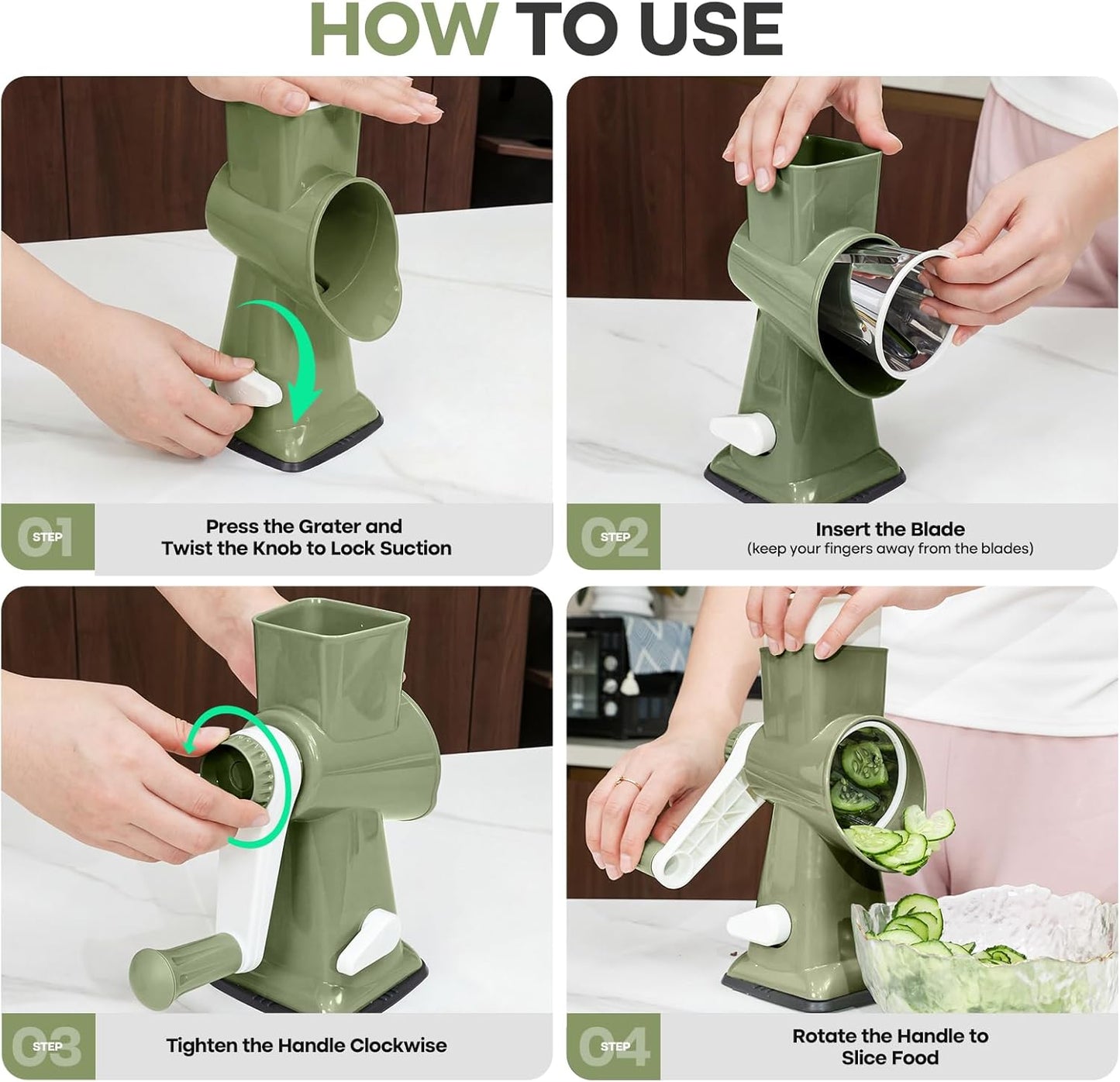 Rotary Cheese Grater,Cheese Shredder Hand Crank, Manual Cheese Grater for Veggies, 3-Blade Grater, Home Kitchen Appliances and Kitchen Gadgets