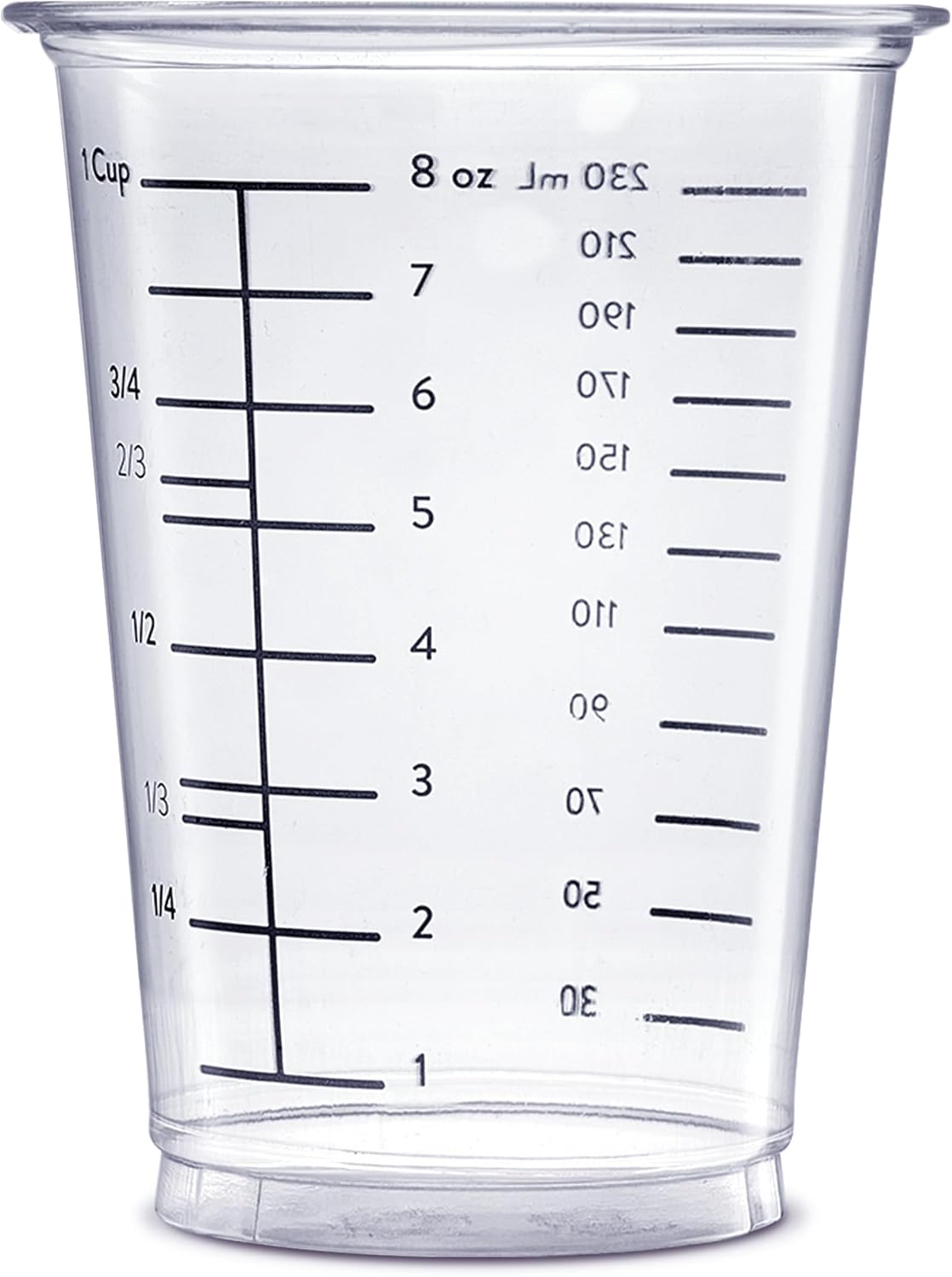 GUSTO 10 oz Clear Plastic Measuring Cups [25 Count] Disposable Multipurpose Cups for Baking, Cooking, Resin & Mixing (Formerly Comfy Package)