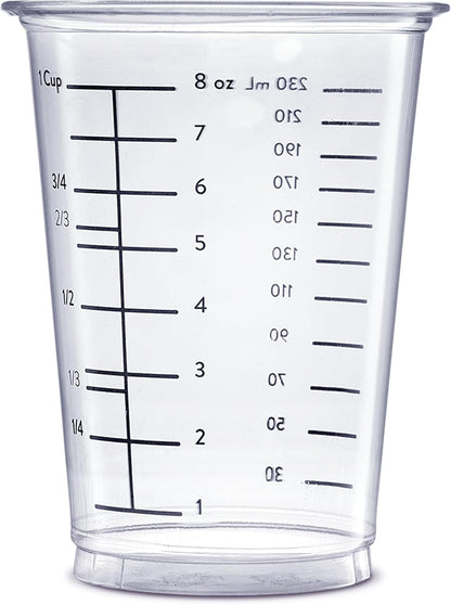 GUSTO 10 oz Clear Plastic Measuring Cups [25 Count] Disposable Multipurpose Cups for Baking, Cooking, Resin & Mixing (Formerly Comfy Package)