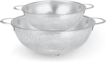 Gulex Colander Stainless Steel 3-Quart, Metal Strainer with Base, Strainer for Kitchen Food, Dishwasher Safe