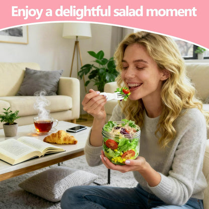 Mity rain Salad Pod with Dressing Container, Salad Jar with Inner Layer & Spoon, Salads Jars Pods with Lids, Microwave/Dishwasher/Freezer Safe Ideal for Meal Prep Office Home Travel