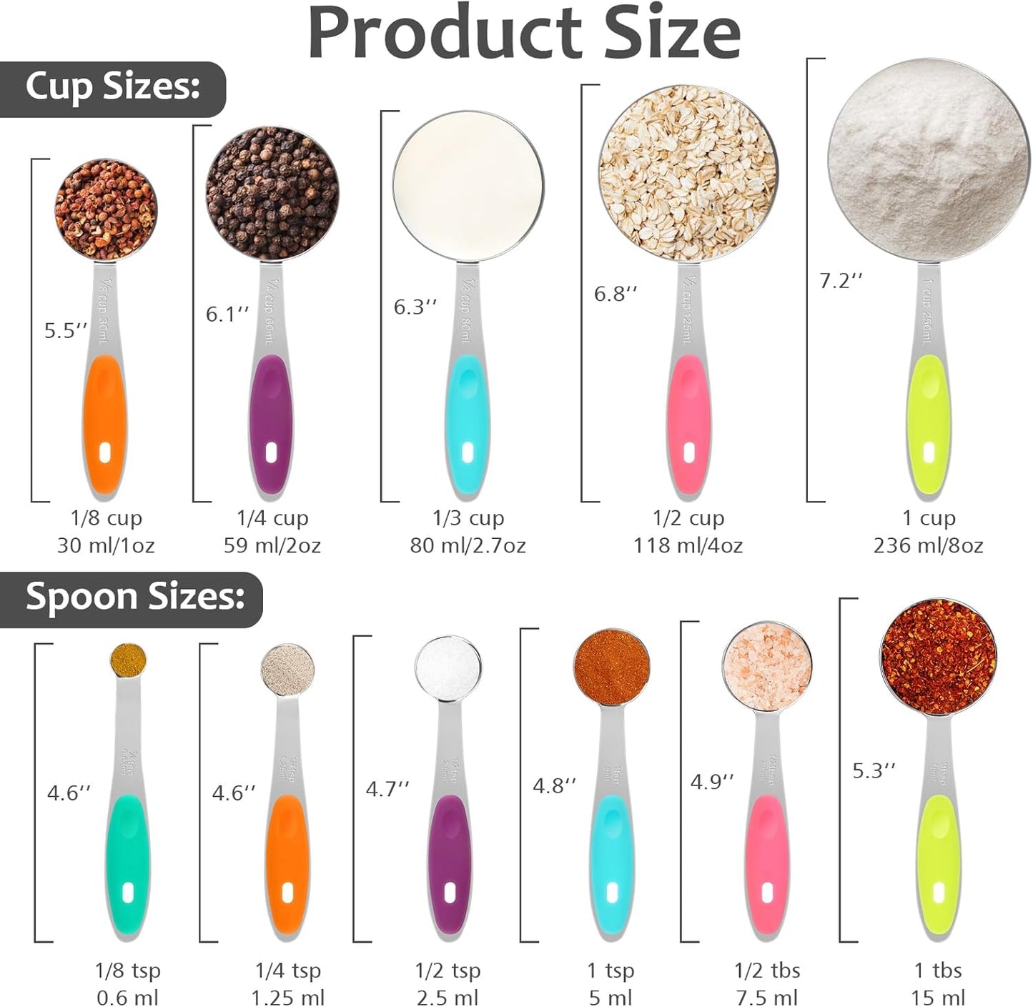 Accmor 11 Piece Stainless Steel Measuring Spoons Cups Set, Premium Stackable Tablespoons Measuring Set for Gift Dry Liquid Ingredients Cooking Baking