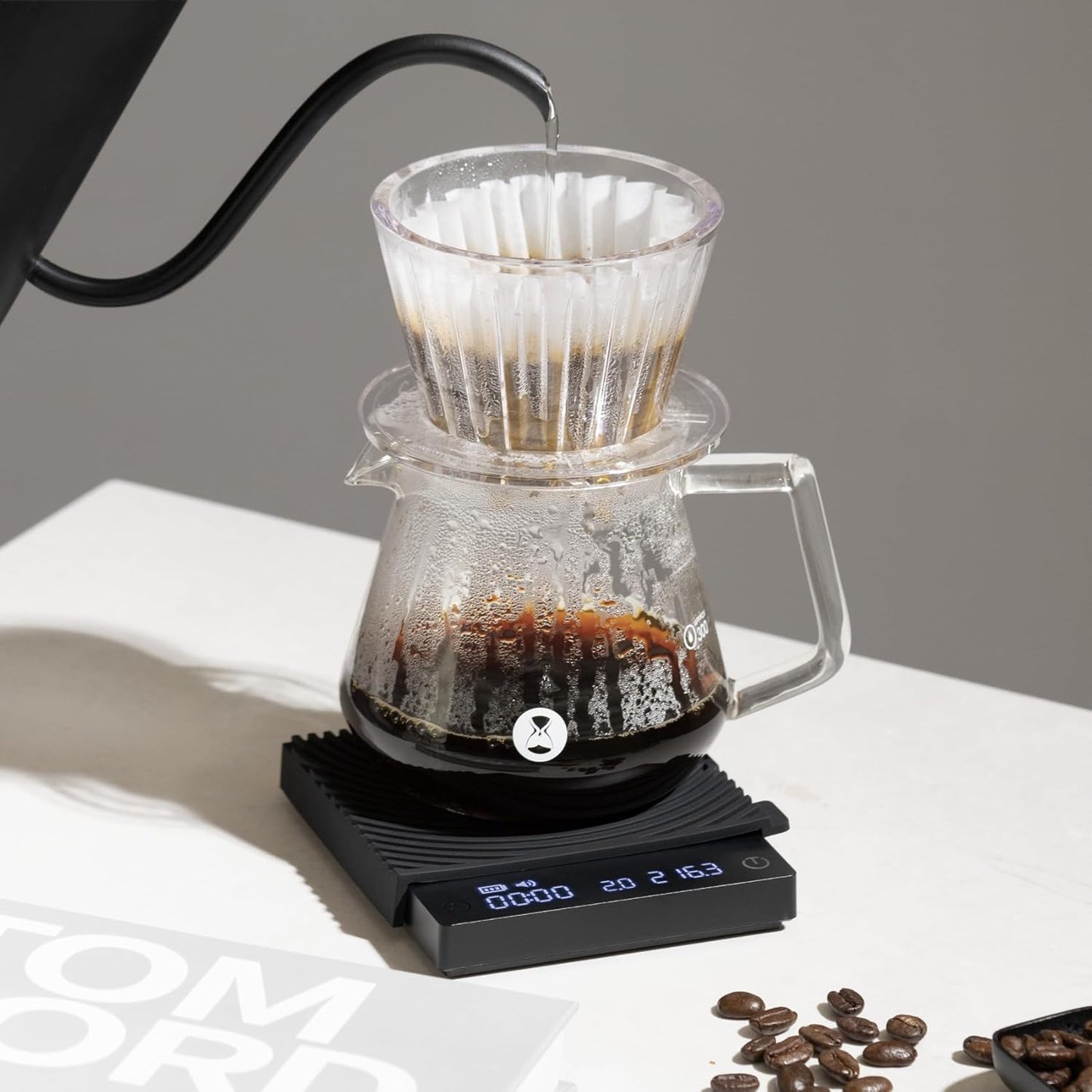 TIMEMORE Coffee Scale Basic 2.0 Electronic Espresso Scale with Water Flow Rate and Timer Function, Free Switching of Ounce/kg Units, Digital Scale for Kitchen/Baking/Cooking, Black