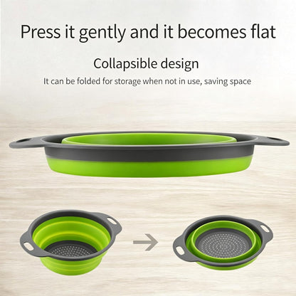 Collapsible Silicone Colander for Kitchen Sink, Foldable Vegetable Strainer Basket with Handles, Small Kitchen Drainer for Pasta Fruits and Vegetables (Red)