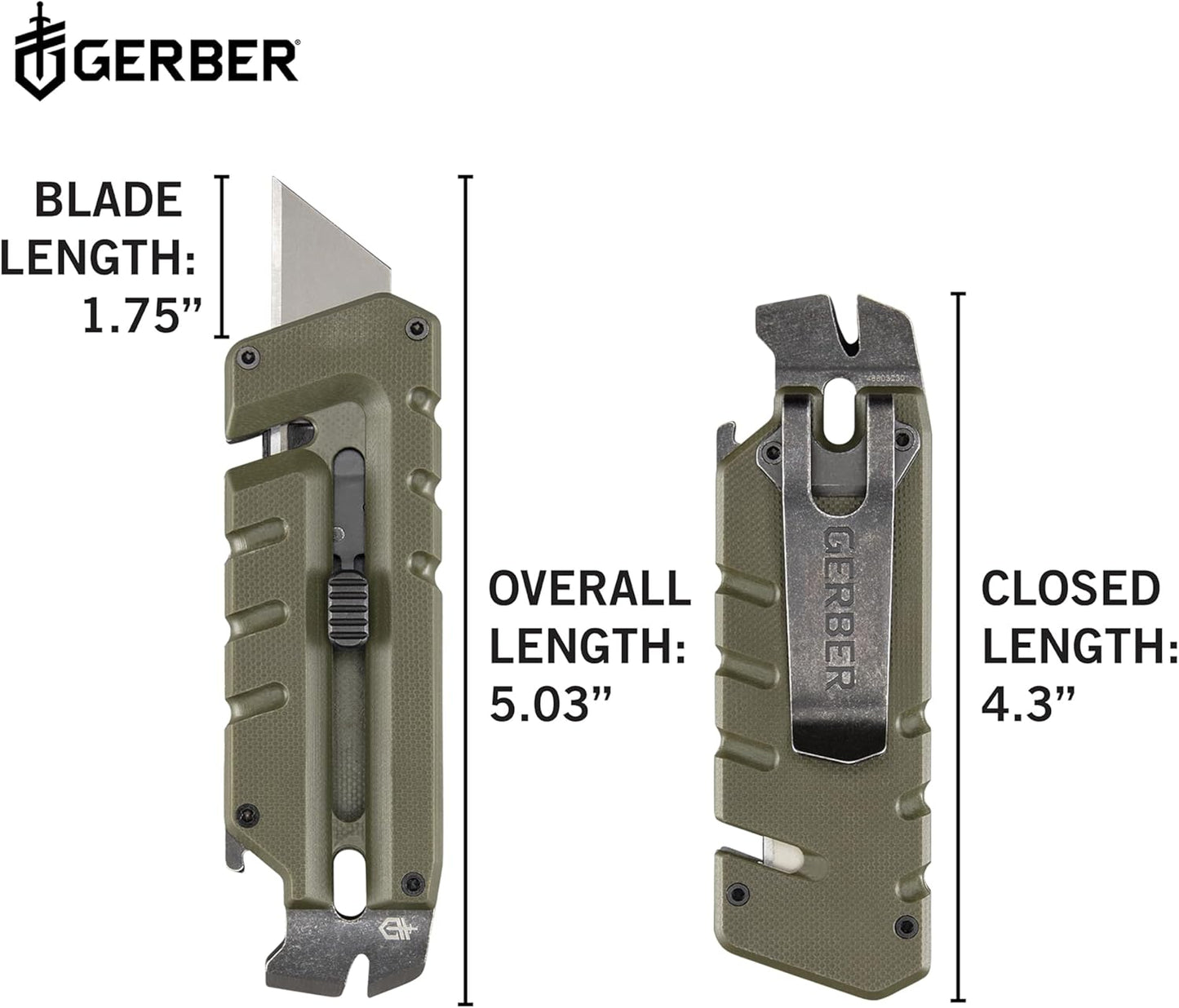 Gerber Gear Prybrid Utility Knife with Pocket Clip, Box Cutter Retractable Blade, Heavy Duty Utility Razor with Pry Bar, Bottle Opener, and Wire Stripper, Multi tool Pocket Knife, Blue with Clip