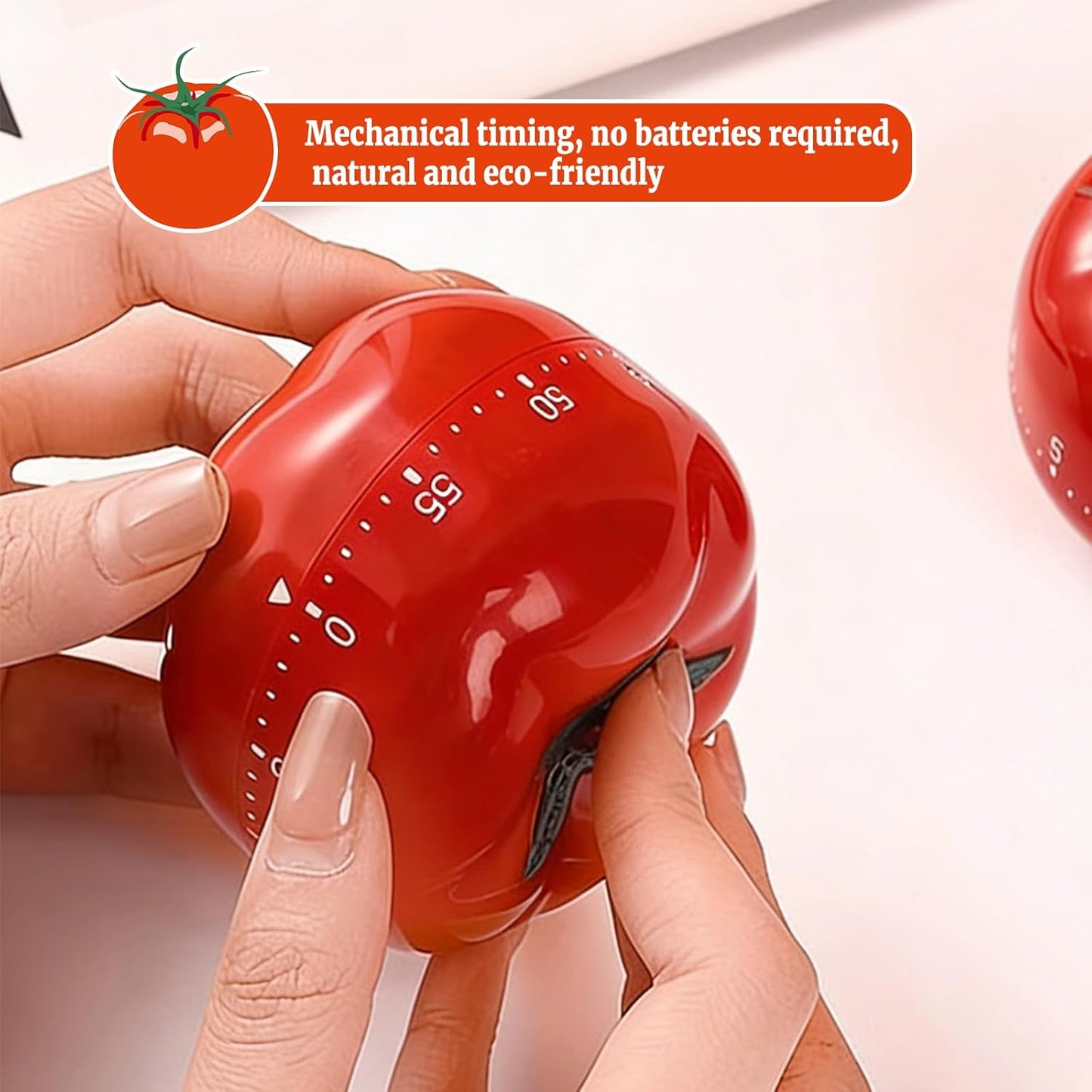 Kitchen Timers for Cooking in Charming Tomato Shape - No Battery Needed Mechanical Egg Timer with Loud Ring, 60-Minute Manual Wind Up Timer