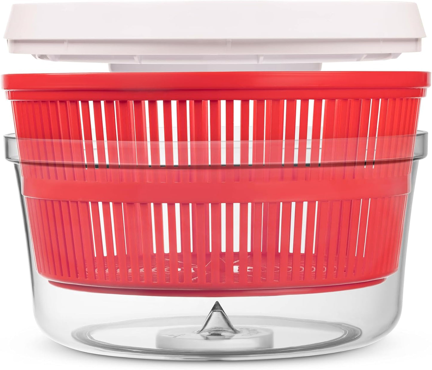 CatCora Quickspin One-Handed Salad Spinner, Accelerated Pump-Action With Built-In Break For Perfectly Dried Salad Greens, Ergonomic Single-Hand Design