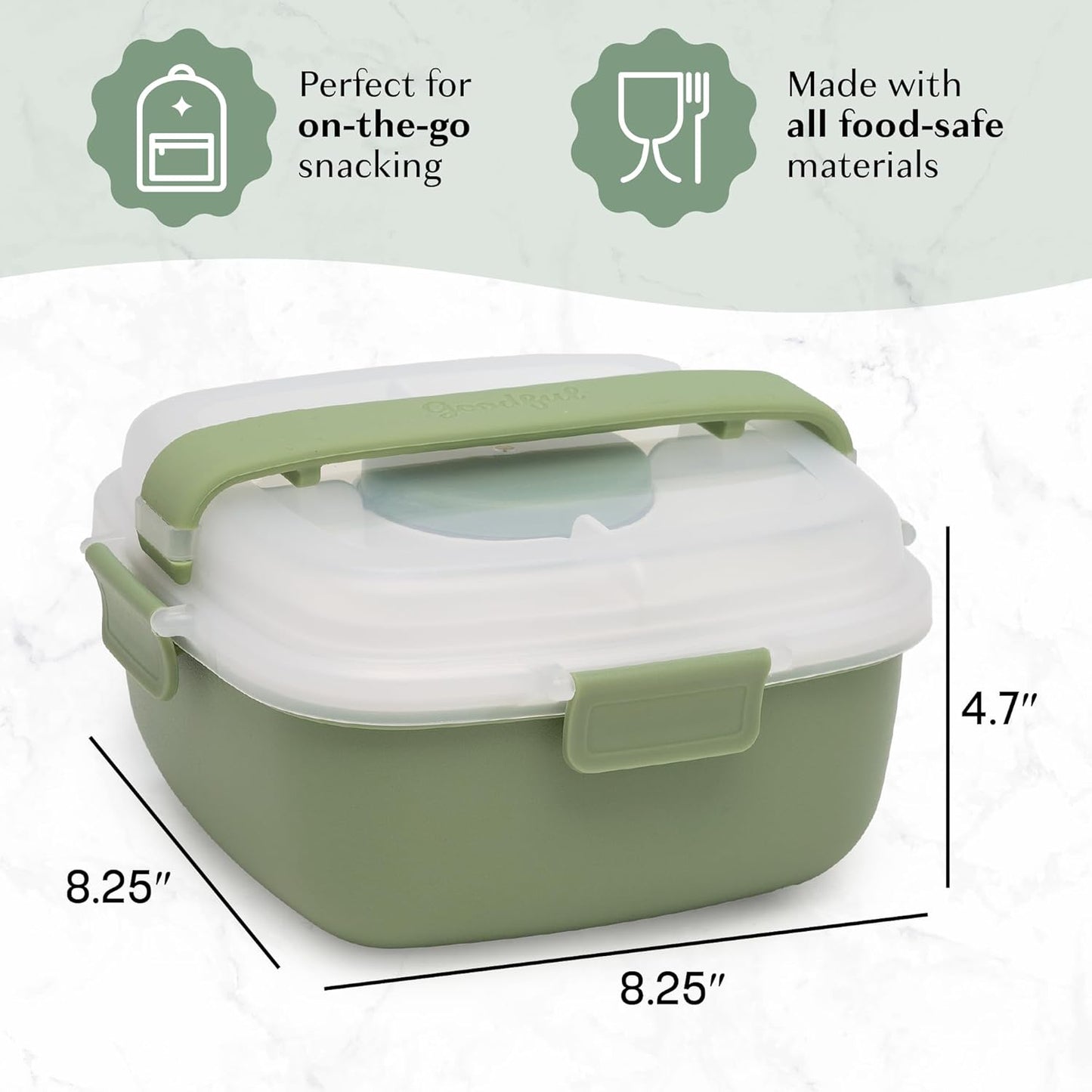 Goodful Stackable Lunch Box Container, Bento Style Food Storage with Removeable Compartments for Sandwich, Snacks, Toppings & Dressing, Leak-Proof and Made without BPA, 56-Ounce, Teal