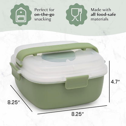 Goodful Stackable Lunch Box Container, Bento Style Food Storage with Removeable Compartments for Sandwich, Snacks, Toppings & Dressing, Leak-Proof and Made without BPA, 56-Ounce, Teal