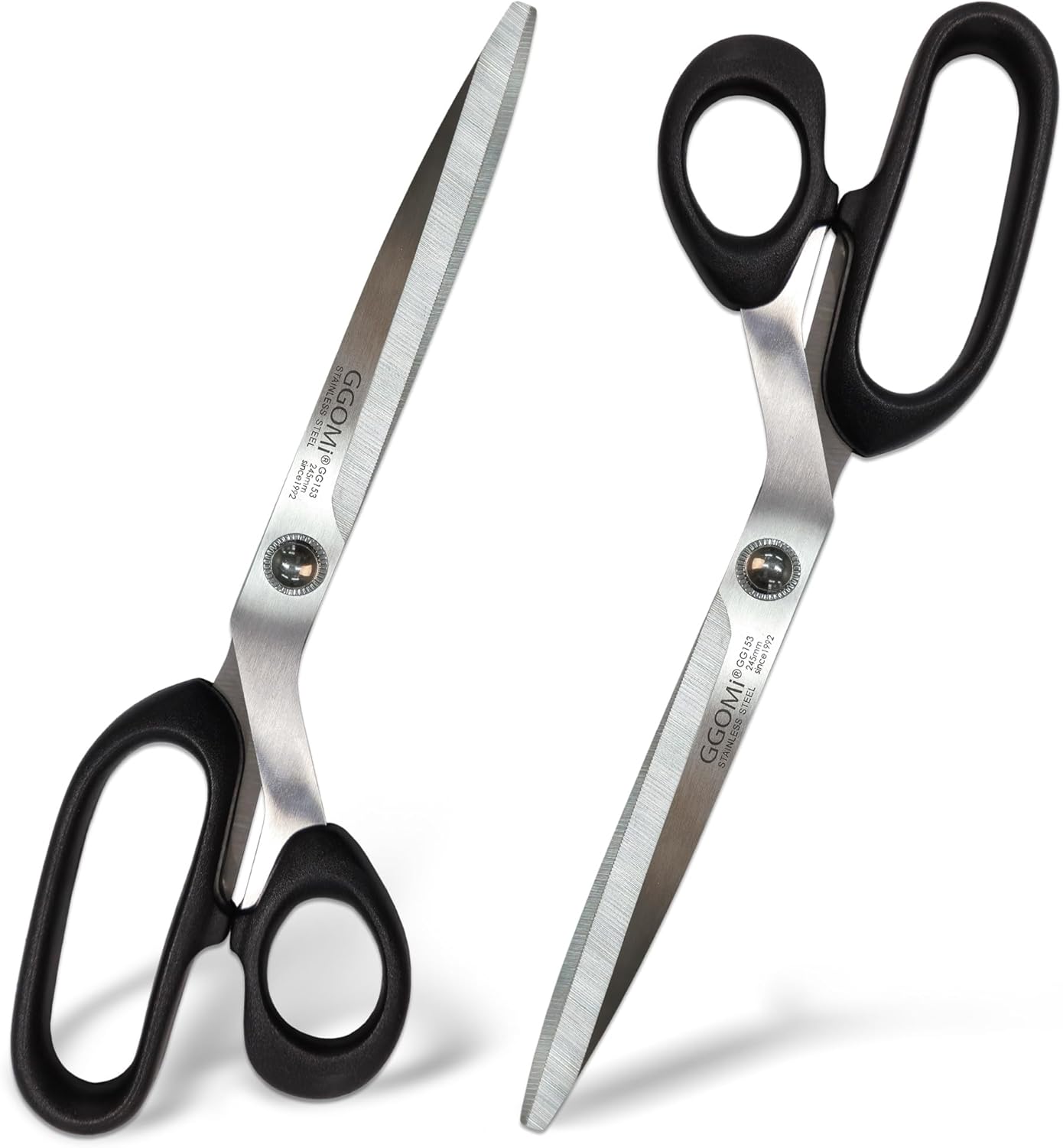 2.2T Stainless Blade Kitchen Scissors - 9.6in x 1Pack | Korean Style Sharp Heavy Duty All Purpose Kitchen Shears for Cooking Food | Barbecue Kalbi Rib Meat Cutting Dishwasher Safe (GG153, Black)