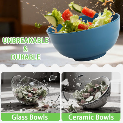 Wheat Straw Bowls Set with Lids, Unbreakable 40 OZ Cereal Bowls Set of 4, Salad Container for Lunch, Microwave & Dishwasher Safe Bowl Set for Kitchen, Picnic, RV, Camping, Multi