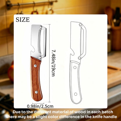 Multi Functional Vegetable Peeler for Kitchen, with Bottle Opener and Wooden Handle, 2-in-1 Stainless Steel Kitchen Tool for Fruit Potato Pumpkin(1P- 2 in 1)
