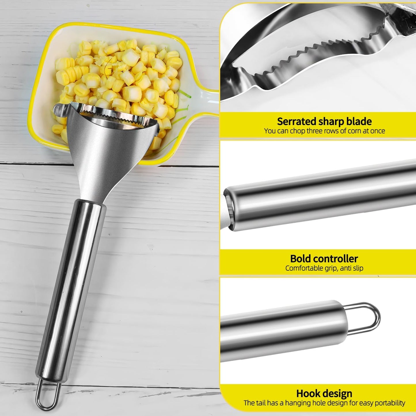 Corn Peeler,304 Stainless Steel Corn Stripper Corn Kernel Remover Tool