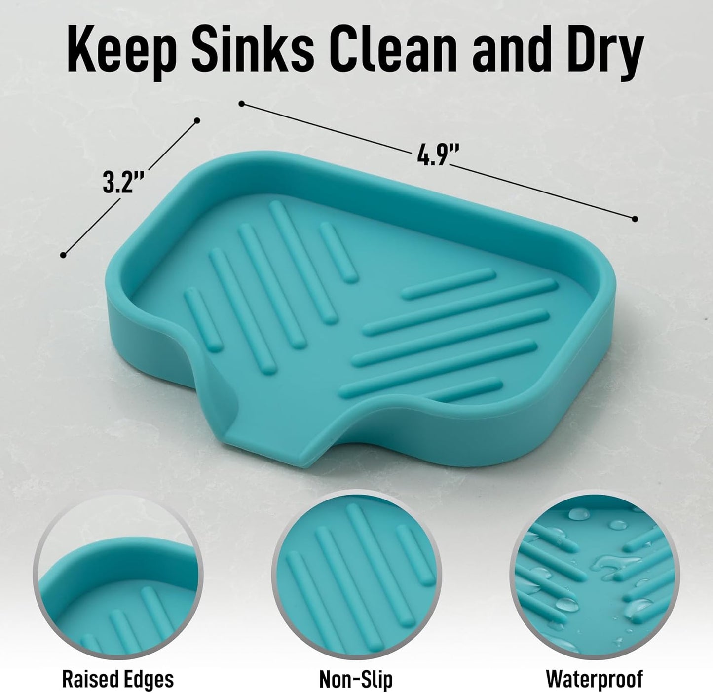 Zulay Kitchen (9x3.5in Sponge Holder for Kitchen Sink - Flexible Heavy-duty Multipurpose Sink Caddy - Counter Organizer for Kitchen, Bathroom, Makeup, Trinkets & More! (Grey)