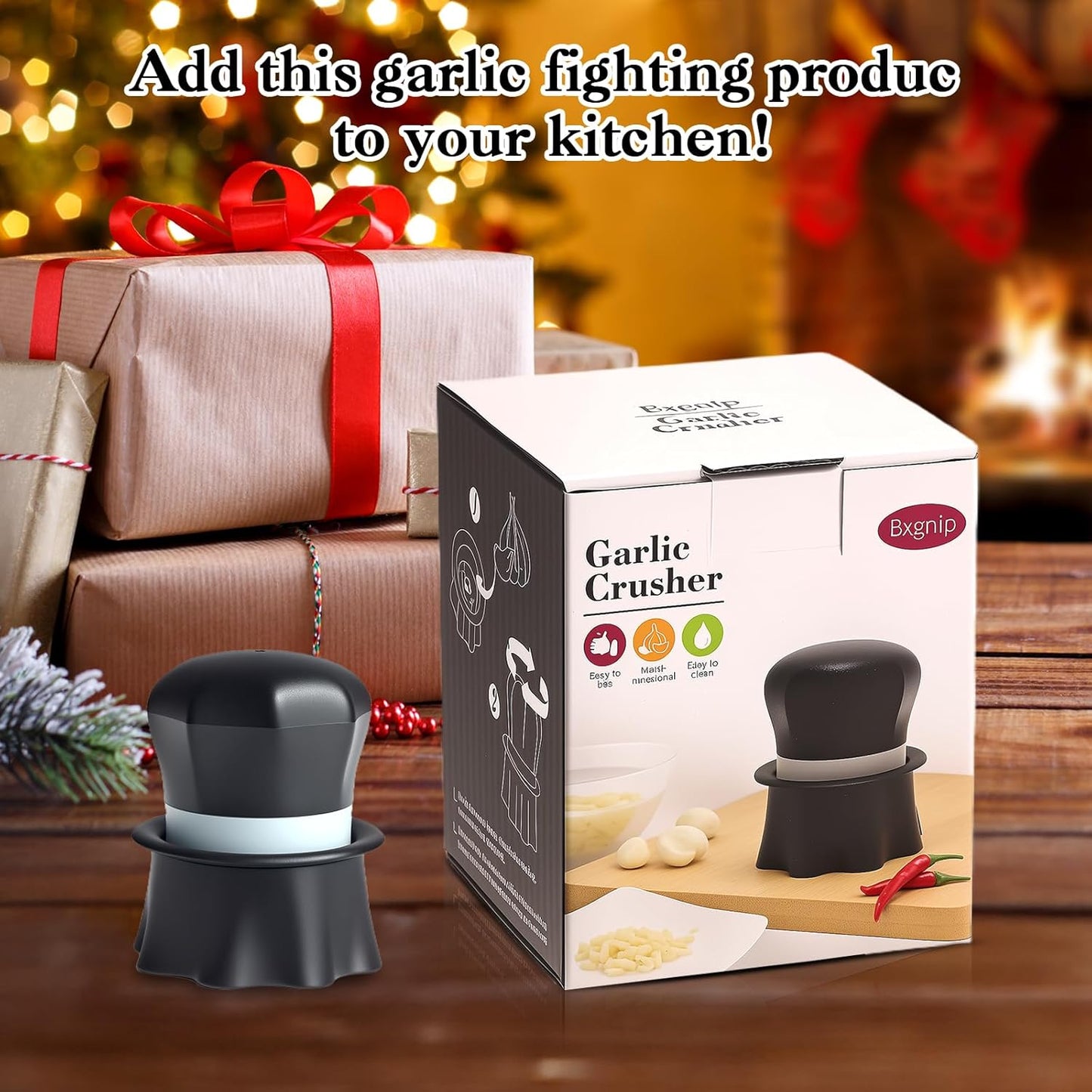 Garlic Crusher, Garlic Press Also for Ginger, Nuts, Chili, Herbs, Twist Mincer Easy Squeeze Manual Press Peeler with Peeler And Scraper, Easy to Clean