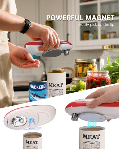 CIRCLE JOY Electric Can Opener, One-Touch Automatic Can Opening with Smooth Edges, Food Safety Handheld Battery-Operated Can Opener for Kitchen and Seniors, Black