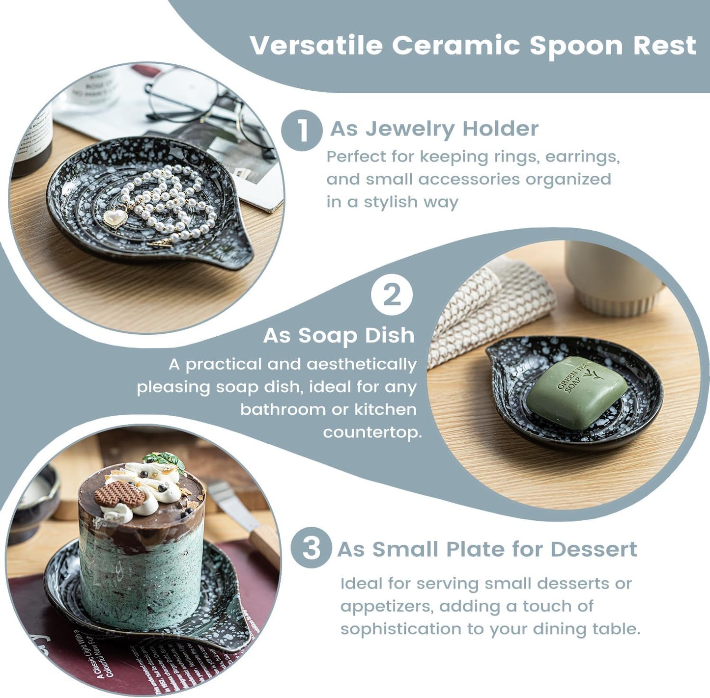 LAUCHUH Spoon Rest, Large Ceramic Spoon Holder for Kitchen Counter Spatula Rest Heat-Resistant Spoon Rest for Stove Top Cooking Utensil Holder, Farmhouse Kitchen Décor for Father's Day, Cream, 5 Inch