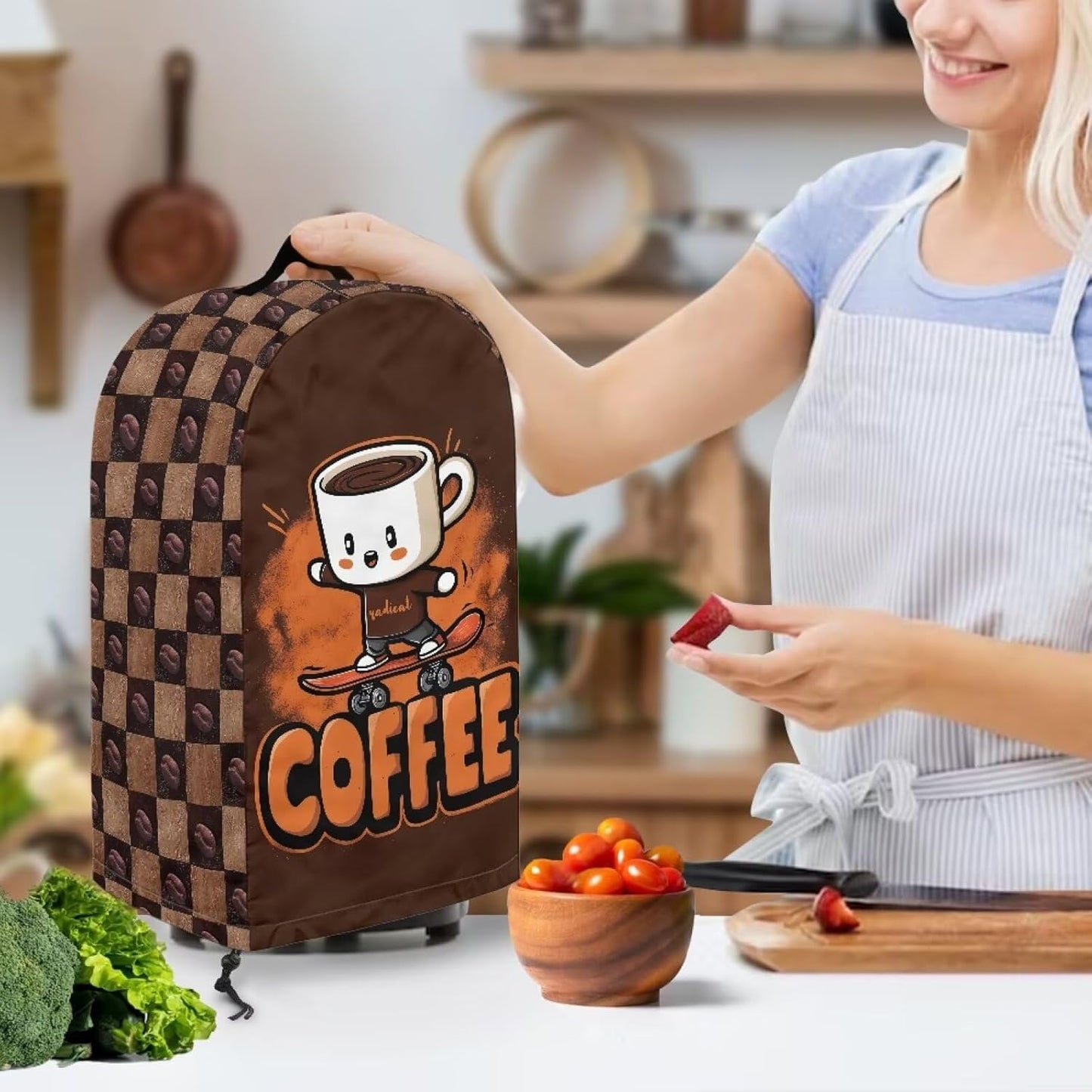 Coffee Pastry Blender Dust Cover with Drawstring Field Stand Mixer or Coffee Maker Cover Anti Fingerprint Polyester Appliance for Home Kitchen Decor