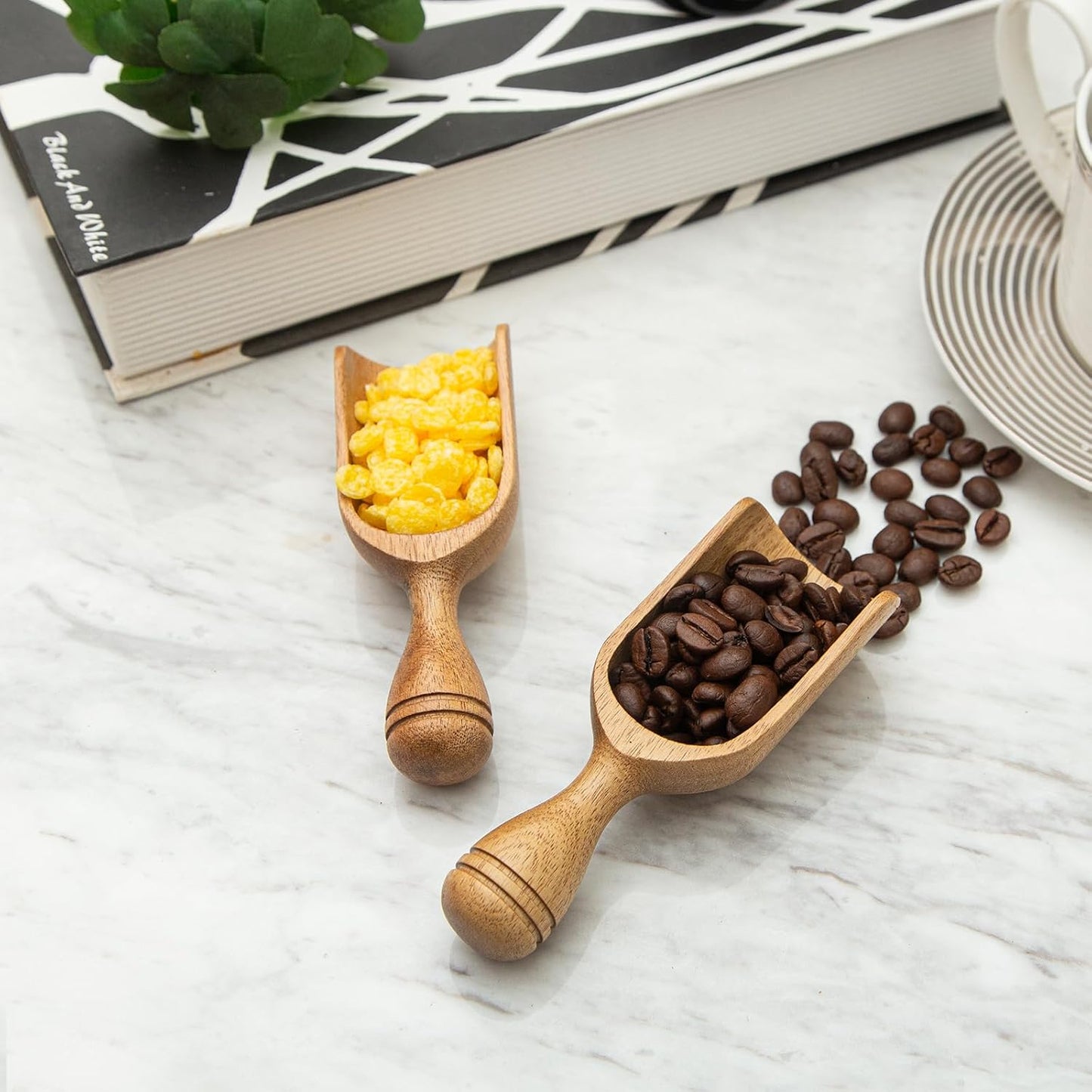 Wooden Scoops for Canisters 3PCS Wooden Scoop for Jars Acacia Mini Measuring Spoons for Ground Coffee Scoops Shovel Kitchen Scooping for Tea Powder & Bath Salt Laundry Detergent Shove- Multipurpose