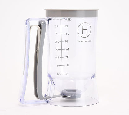 Henning Lee 4-Cup Precision Kitchen Batter Dispenser- Perfect for Pancakes, Cupcakes, Waffles & Crepes (Blue)