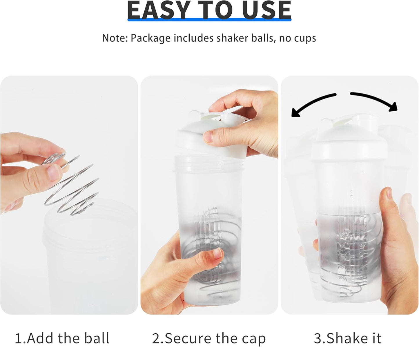2 Pack Stainless Steel Shaker Ball for Protein Shakes, Wire Whisk Mixer Balls for Shaker Bottles, Fast & Smooth Mixing