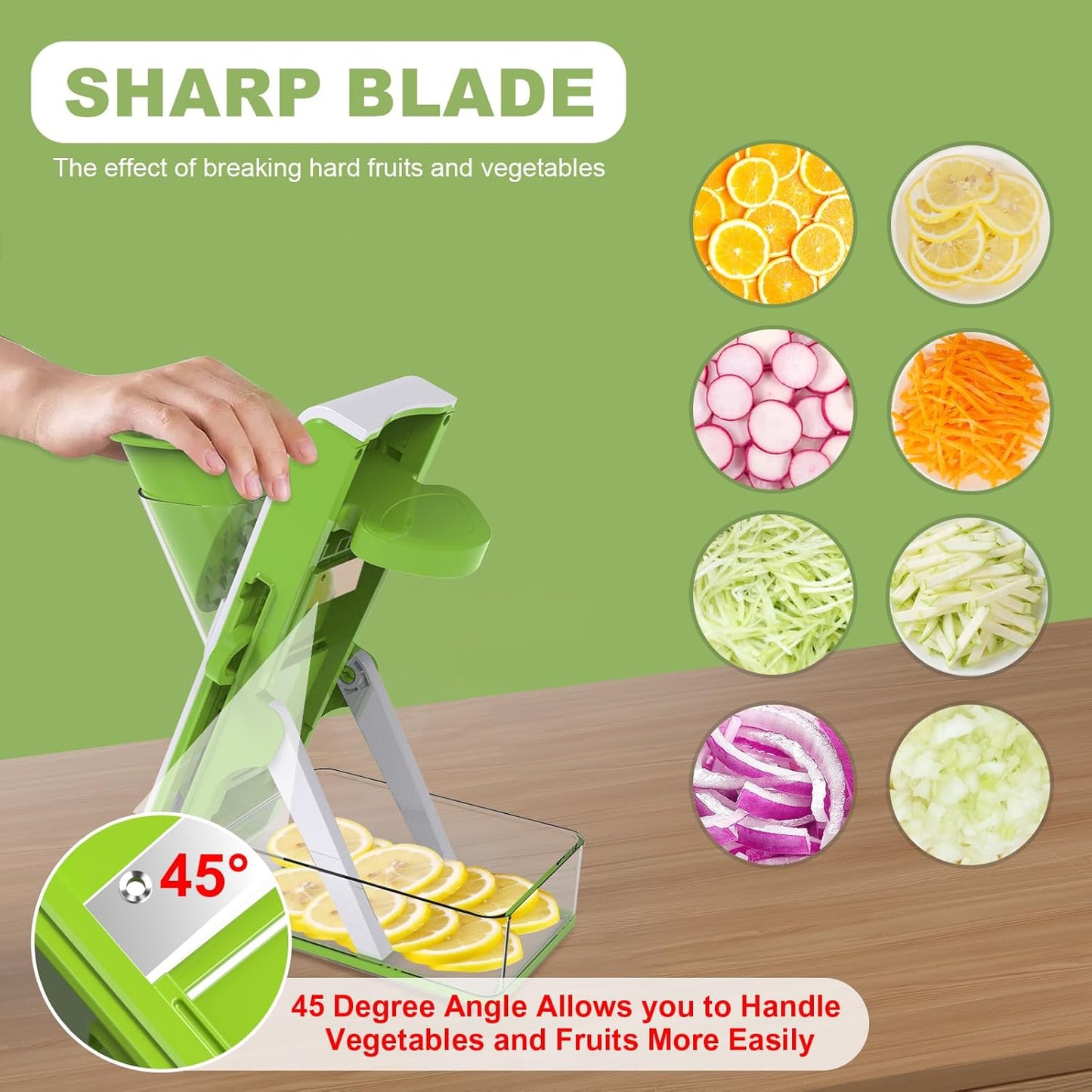 Mandoline Slicer for Kitchen - Vegetable Food Chopper, Cucumber Slicer, Detachable Easy to Clean Kitchen Chopping Artifact (White Blue)