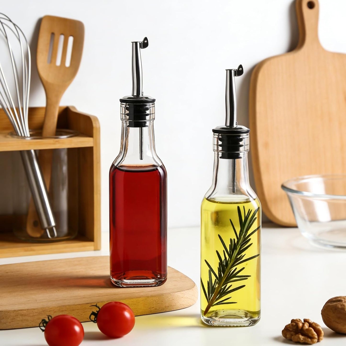 Salzesfalls 8 Pack 17oz Olive Oil Dispenser Bottle,Oil Dispenser for Kitchen, Cooking Oil Dispenser,Vinegar Cruet Bottle with Pourers