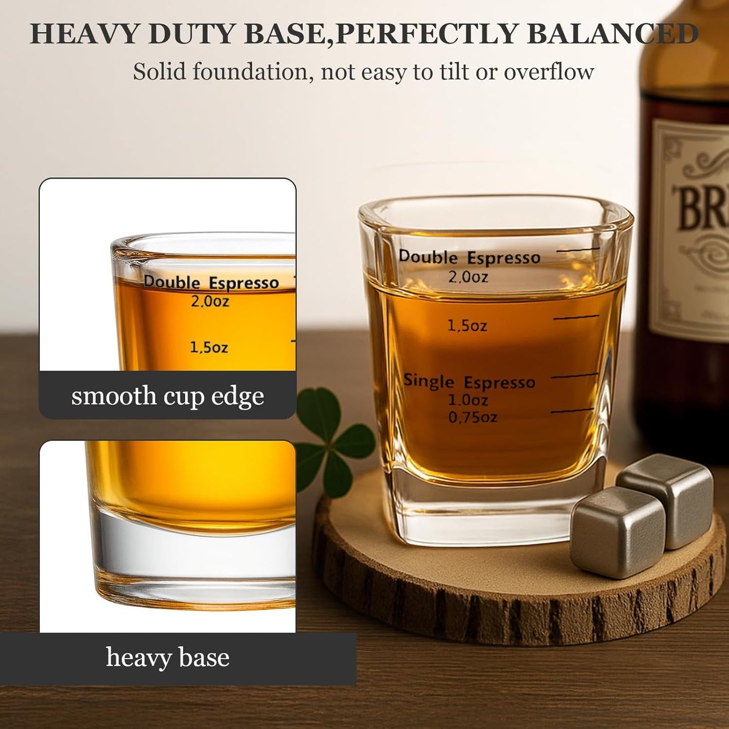 Ruckae Shot Glasses Measuring Cup Set 12 Pack Square Espresso Shot Glasses Liquid Heavy Glass -Incremental Measurement 2oz Shot Glass for Bars and Home Use