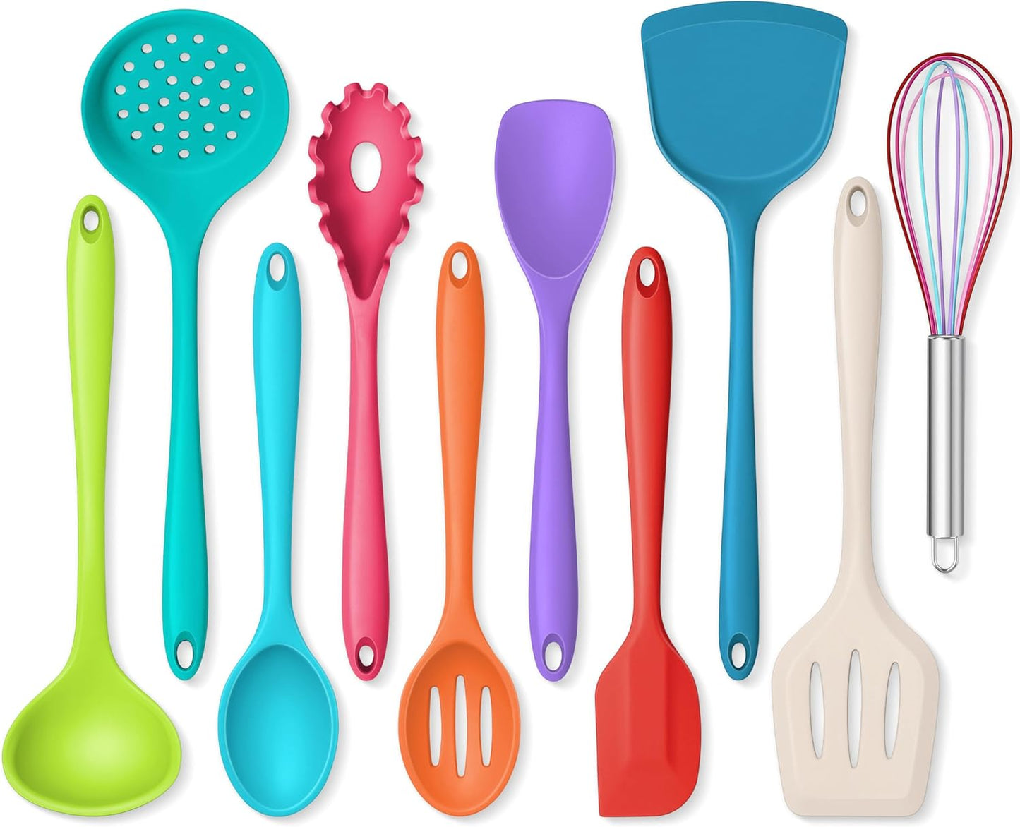 Onader Silicone Cooking Utensils Set of 10, Kitchen Utensils for Nonstick Cookware, Heat Resistant & Nontoxic Spatula Set- Khaki