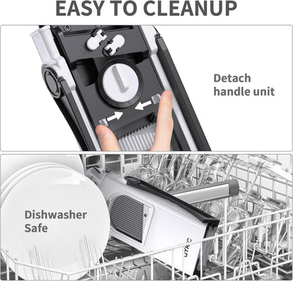 QYKIC Upgrade Safe Mandoline Slicer for Kitchen, Vegetable Chopper and Slicer, Potato Slicer Thickness Adjuster, French Fry Cutter, Veggie Onion Dicer Faster Kitchen Mandolin for Meal Prep