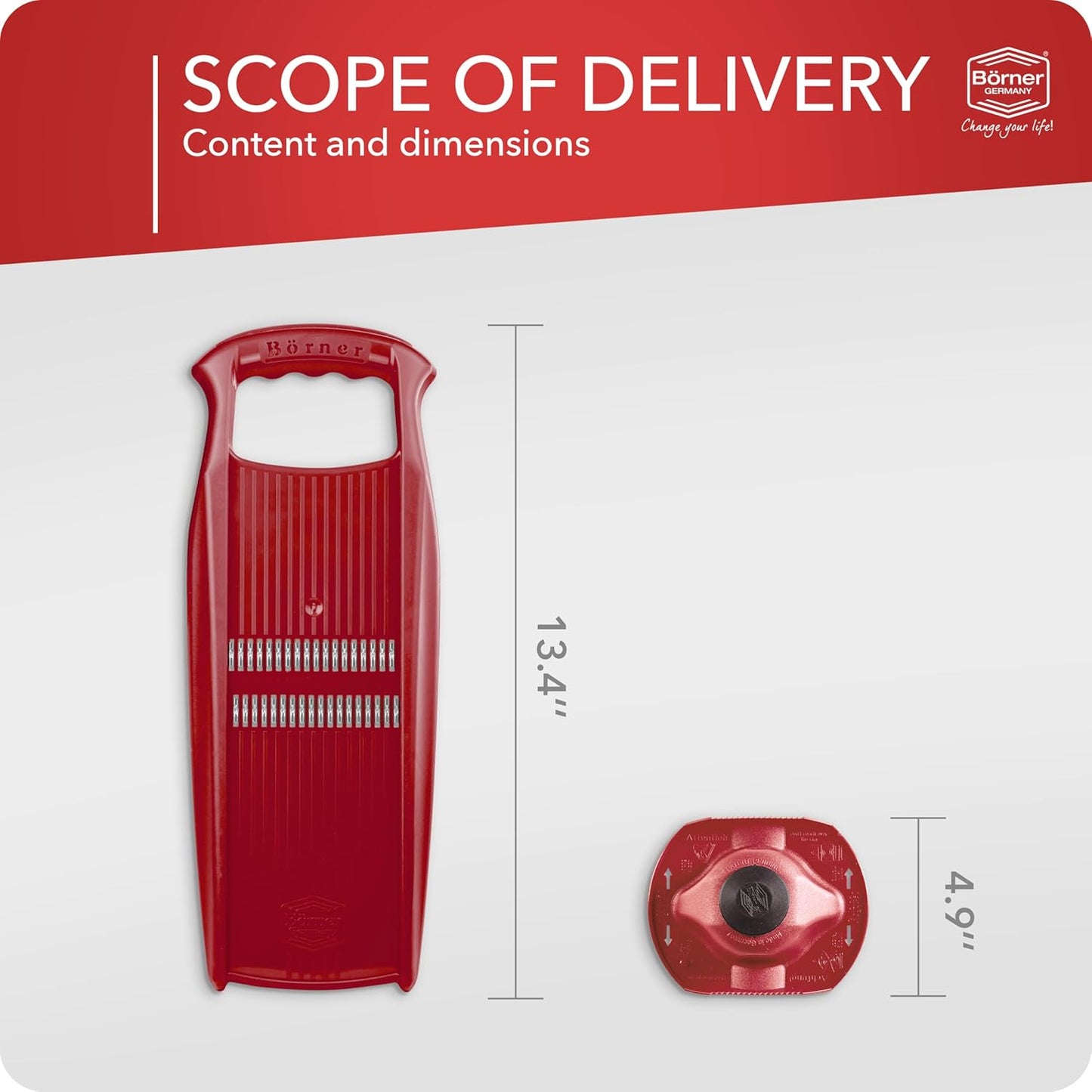 BORNER Roko PowerLine | Vegetable Grater Börner - Quality Made in Germany, Color:Orange