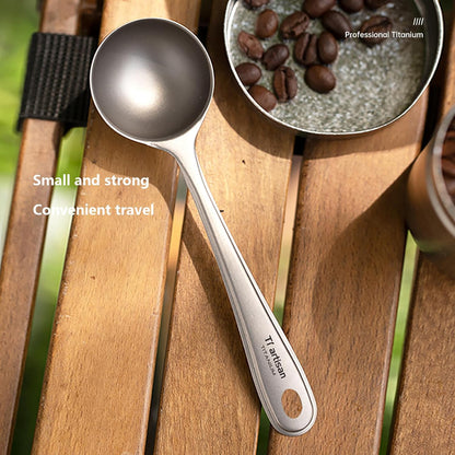 Titanium Coffee Measuring Scoop 35ml, Titanium Coffee Beans Spoon with Long Handle, Tablespoon Scooper for Ground Coffee, Loose Tea and Powder(Ice Flowers-35ml)